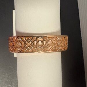 Gold Filigree Floral Bangle Bracelet, Costume